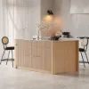Mid-Century Modern 183 cm Glossy Sintered Stone Top Kitchen Island with Storage, Natural