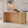 Mid-Century Modern 183 cm Glossy Sintered Stone Top Kitchen Island with Storage, Natural