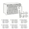 Mid-Century Modern 183 cm Glossy Sintered Stone Top Kitchen Island with Storage, Natural