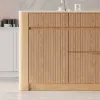 Mid-Century Modern 183 cm Glossy Sintered Stone Top Kitchen Island with Storage, Natural