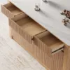 Mid-Century Modern 183 cm Glossy Sintered Stone Top Kitchen Island with Storage, Natural
