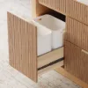 Mid-Century Modern 183 cm Glossy Sintered Stone Top Kitchen Island with Storage, Natural