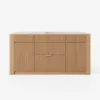 Mid-Century Modern 183 cm Glossy Sintered Stone Top Kitchen Island with Storage, Natural