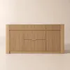 Mid-Century Modern 183 cm Glossy Sintered Stone Top Kitchen Island with Storage, Natural