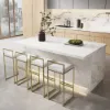 Japandi 183 cm White Kitchen Island with Storage & LED Lighting
