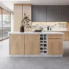 Japandi 183 cm White Kitchen Island with Storage & LED Lighting