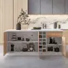 Japandi 183 cm White Kitchen Island with Storage & LED Lighting