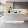 Japandi 183 cm White Kitchen Island with Storage & LED Lighting