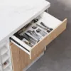 Japandi 183 cm White Kitchen Island with Storage & LED Lighting