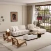 Picture of Vewal Modular Fabric Sectional Sofa Set with Walnut Coffee Table