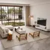 Picture of Vewal Modular Fabric Sectional Sofa Set with Walnut Coffee Table