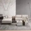 Vewal Modular Fabric Sectional Sofa Set with Wood Block Coffee Table