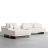 Vewal Modular Fabric Sectional Sofa Set with Wood Block Coffee Table