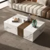 Vewal Modular Fabric Sectional Sofa Set with Wood Block Coffee Table
