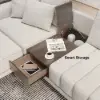 Vewal Modular Fabric Sectional Sofa Set with Wood Block Coffee Table