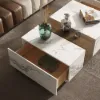 Vewal Modular Fabric Sectional Sofa Set with Wood Block Coffee Table