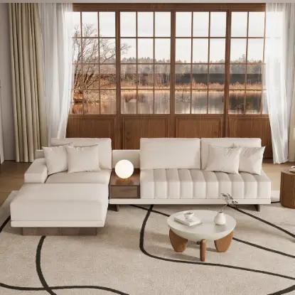 Picture of Modular Fabric Sectional Sofa Set with Concrete Coffee Table