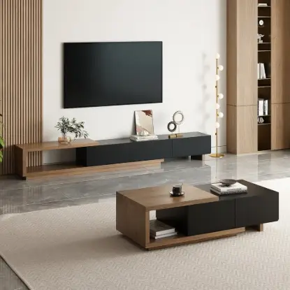 Picture of Quoint Extendable TV Stand & Coffee Table Set – Black