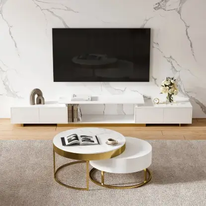 Picture of Glossy Extendable TV Stand & Nesting Coffee Table Set