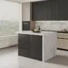 Modern 180 cm Glossy Sintered Stone Kitchen Island with Storage, Black