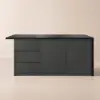 Modern 180 cm Glossy Sintered Stone Kitchen Island with Storage, Black
