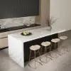Modern 183 cm Glossy Sintered Stone Kitchen Island with Storage, White & Black