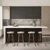 Modern 183 cm Glossy Sintered Stone Kitchen Island with Storage, White & Black