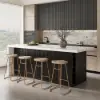 Modern 183 cm Glossy Sintered Stone Kitchen Island with Storage, White & Black