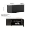 Modern 183 cm Glossy Sintered Stone Kitchen Island with Storage, White & Black