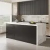 Modern 183 cm Glossy Sintered Stone Kitchen Island with Storage, White & Black