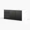 Modern 183 cm Glossy Sintered Stone Kitchen Island with Storage, White & Black
