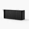 Modern 183 cm Glossy Sintered Stone Kitchen Island with Storage, White & Black
