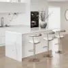 Modern 183 cm Glossy Sintered Stone Kitchen Island with Storage, White