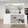 Modern 183 cm Glossy Sintered Stone Kitchen Island with Storage, White