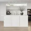Modern 183 cm Glossy Sintered Stone Kitchen Island with Storage, White