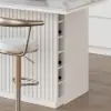 Modern 183 cm Glossy Sintered Stone Kitchen Island with Storage, White