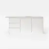 Modern 183 cm Glossy Sintered Stone Kitchen Island with Storage, White