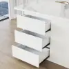 Modern 183 cm Glossy Sintered Stone Kitchen Island with Storage, White