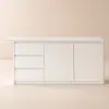 Modern 183 cm Glossy Sintered Stone Kitchen Island with Storage, White