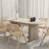 Japandi 1600mm-2000mm Oval Extendable Whitewash Dining Table & 6 Chairs Solid Wood Set