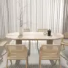 Japandi 1600mm-2000mm Oval Extendable Whitewash Dining Table & 6 Chairs Solid Wood Set