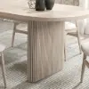 Japandi Oval Extendable Whitewash Dining Table & 4 Wood Rattan Dining Chairs Set