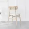 Japandi Oval Extendable Whitewash Dining Table & 4 Wood Rattan Dining Chairs Set