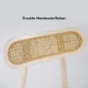 Japandi Oval Extendable Whitewash Dining Table & 4 Wood Rattan Dining Chairs Set