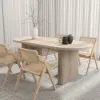 Japandi 1600mm-2000mm Oval Extendable Whitewash Dining Table & 4 Chairs Solid Wood Set