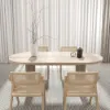 Japandi 1600mm-2000mm Oval Extendable Whitewash Dining Table & 4 Chairs Solid Wood Set