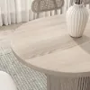 Japandi 1600mm-2000mm Oval Extendable Whitewash Dining Table & 4 Chairs Solid Wood Set