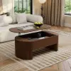 Modern 1194 mm Walnut Oval Fluted Coffee Table with Lift-top
