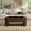 Modern 1194 mm Walnut Oval Fluted Coffee Table with Lift-top