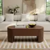 Modern 1194 mm Walnut Oval Fluted Coffee Table with Lift-top